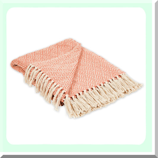 Spice Cotton Woven Diamond Throw - 50x60 Cozy Collection