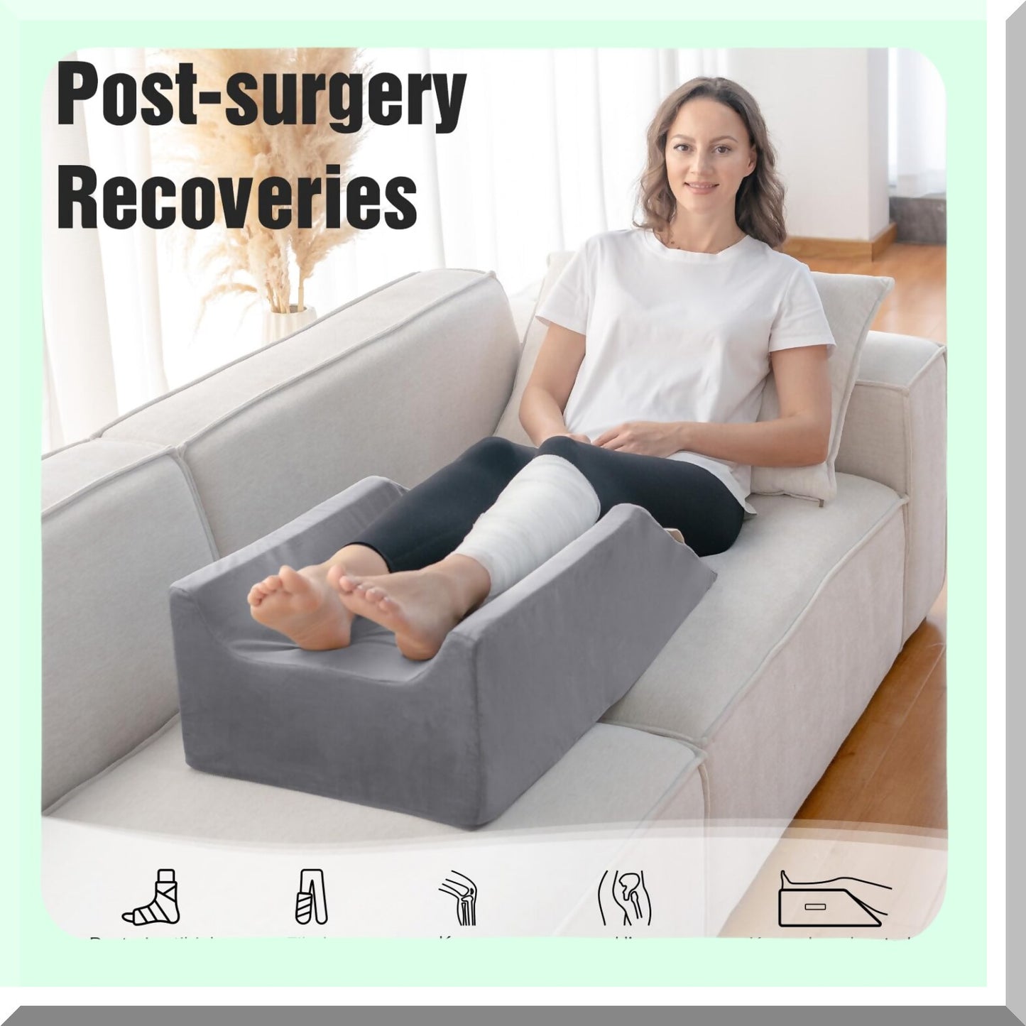 ElevateEase Memory Foam Leg Wedge Pillow - Post-Surgery Leg, Knee, Ankle Elevation Pillow for Sleeping, Foot Rest, Reduce Swelling - Double Supportive Wedge