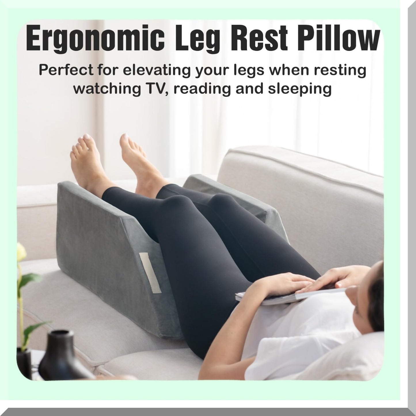 ElevateEase Memory Foam Leg Wedge Pillow - Post-Surgery Leg, Knee, Ankle Elevation Pillow for Sleeping, Foot Rest, Reduce Swelling - Double Supportive Wedge