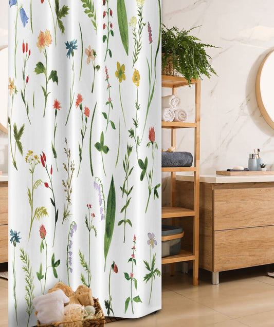 Watercolor Flower Stall Shower Curtain 36x72 inches