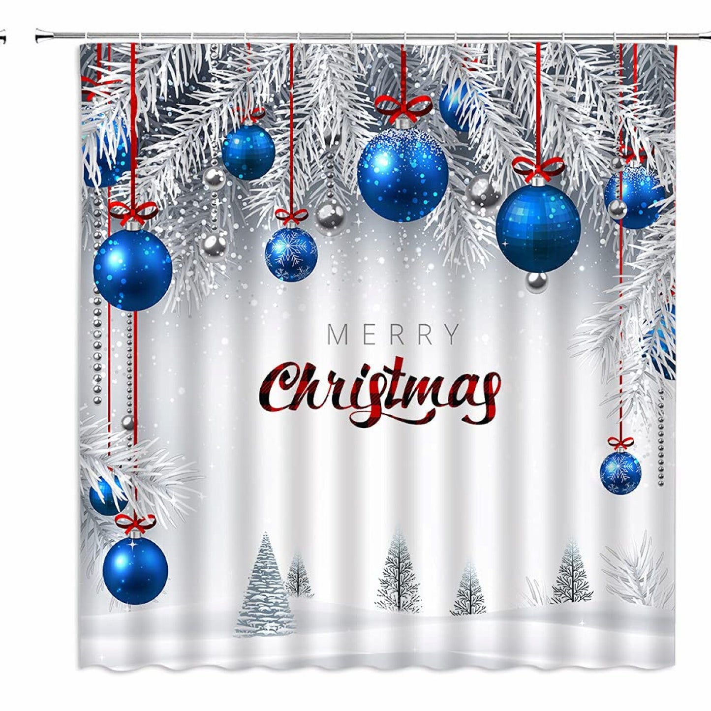 Blue Balls Snowflake Xmas Shower Curtain 70" x 70"