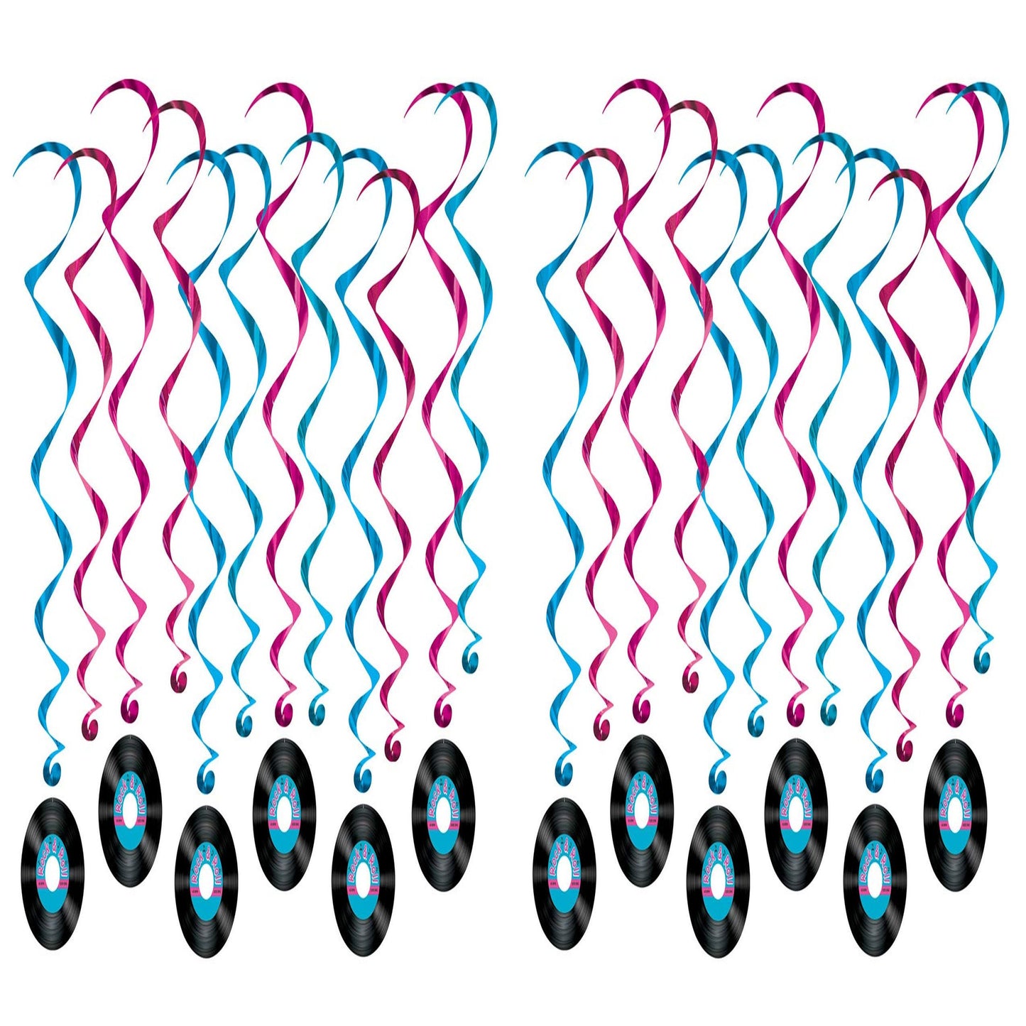 Rock and Roll Record Whirls Pack of 2 for 50s Party
