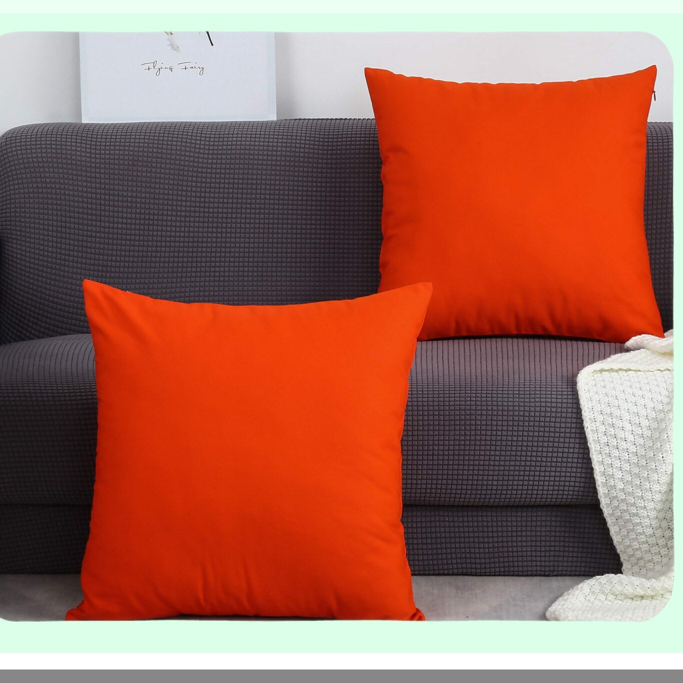 Vibrant Cotton Canvas Pillow Covers - 100% Cotton, 45 Colors, 16"x16", Deep Orange, Set of 2 - Decorative Throw Cushion Covers