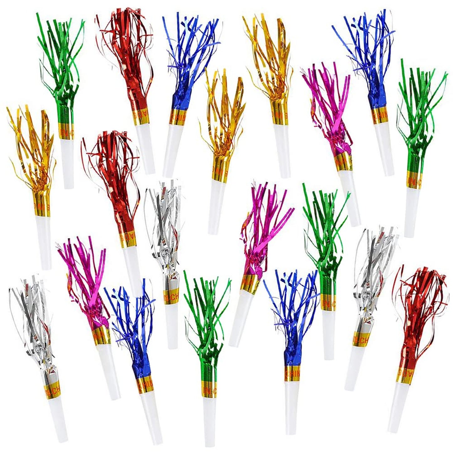 Festive Fringe Fun Pack - 144 Noisemaker Toys for New Years Eve Party Supplies! Bright Colors, Party Noise Makers for Kids & Adults - Celebrate in Style!