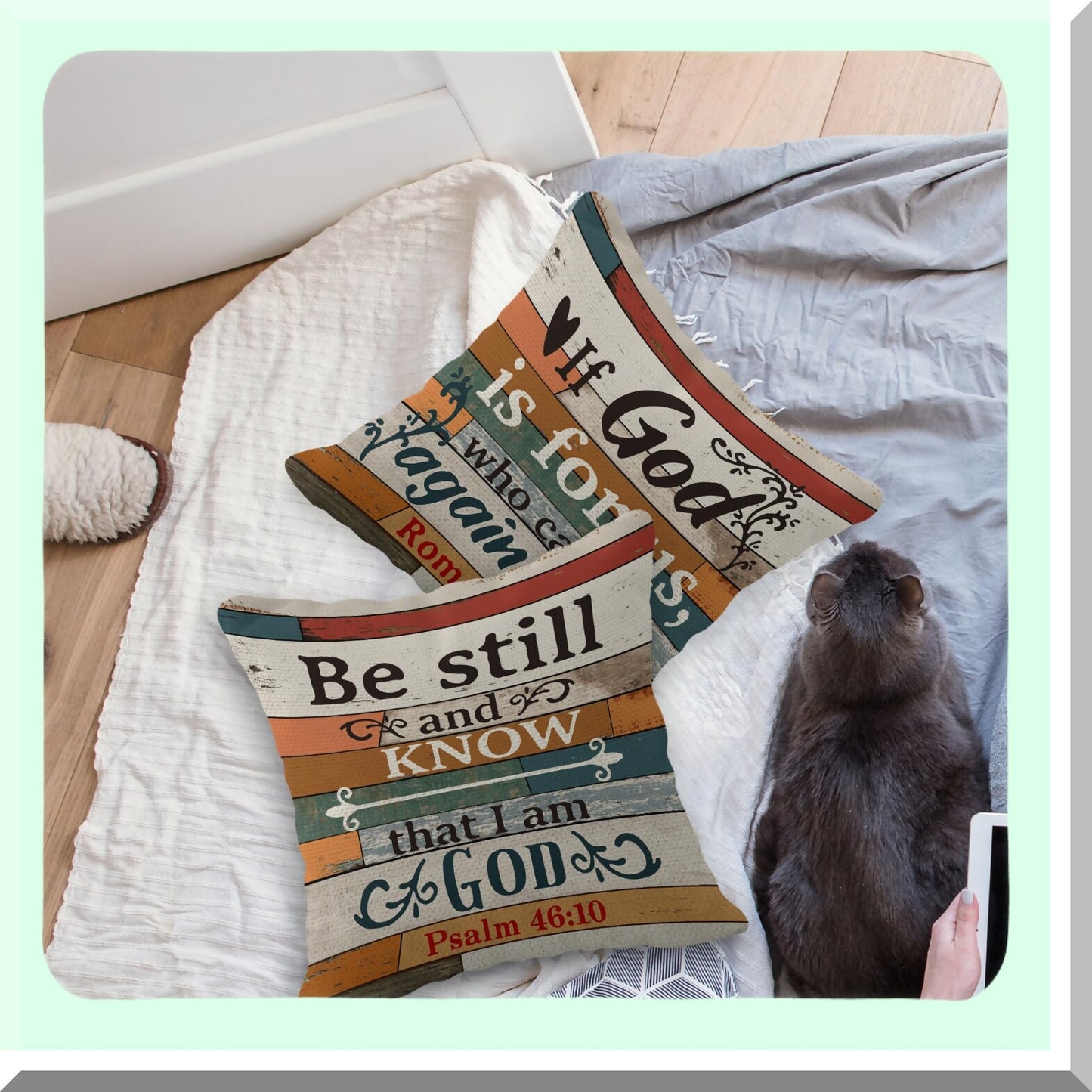 Vintage Scripture Inspirational Cushion Cover Set - Christian Decor Throw Pillow Case 18x18 Inch - Jesus Verse Sofa Couch Bed Gift - Church Gifts Sayings