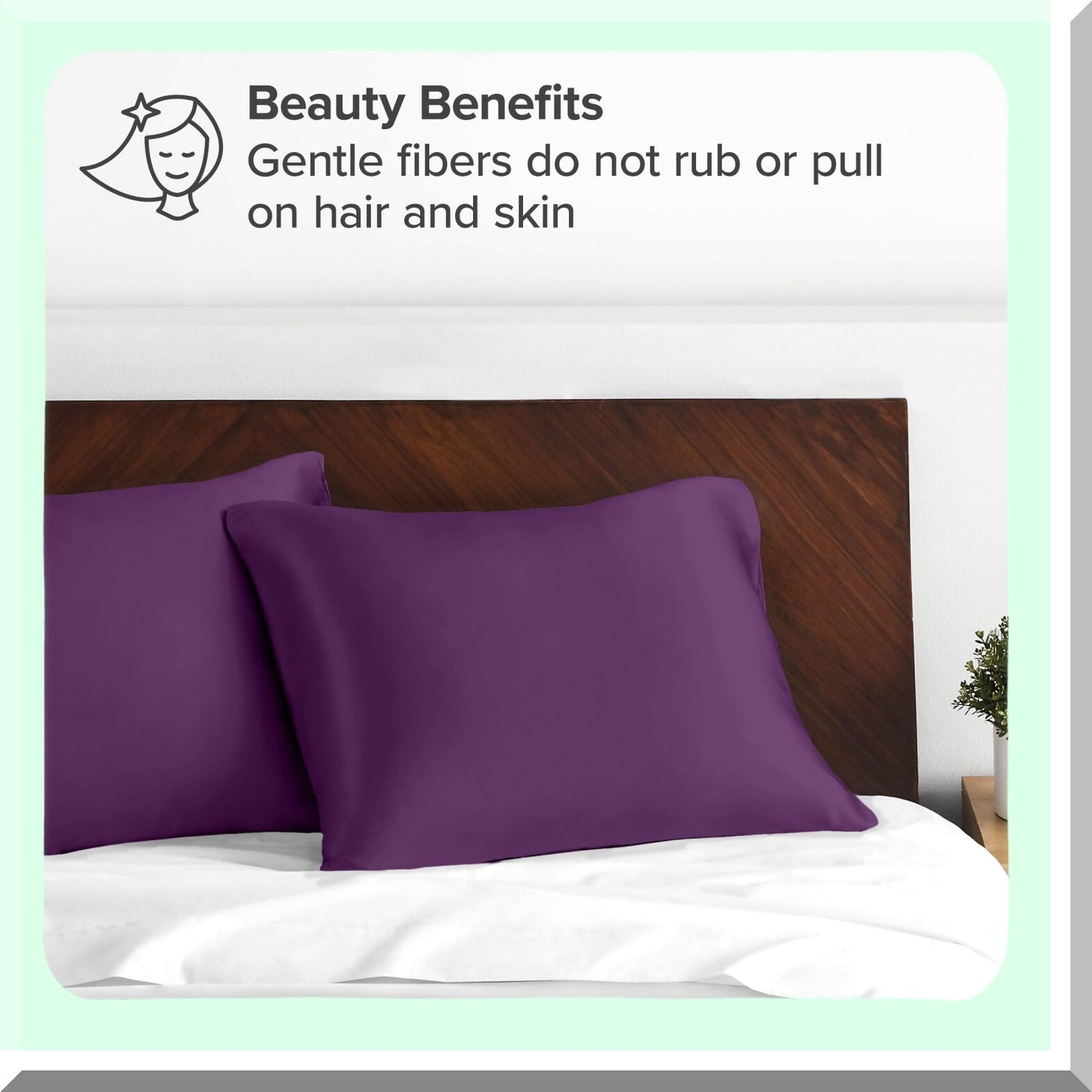 Luxury Silk-Like Pillowcases Set - Smooth & Breathable Envelope Enclosure - Hair-Friendly Poly Pillowcases - Standard/Queen Size - Plum (2 Pack)