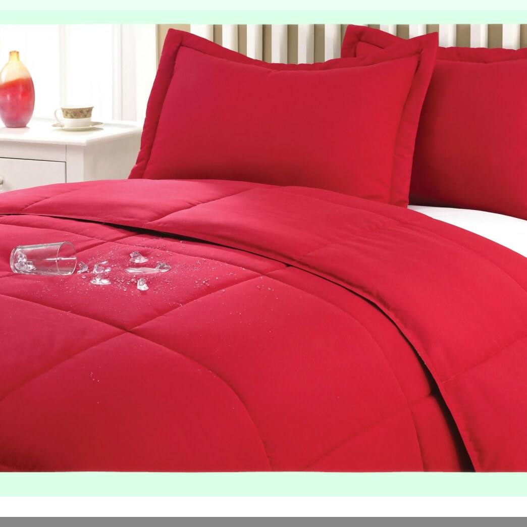 StainGuard Microfiber Comforter Set - Full/Queen, Water Resistant, Lotus Red, Mini Set - Hypoallergenic, Soft, Lightweight, Easy Care - Bedroom Essential