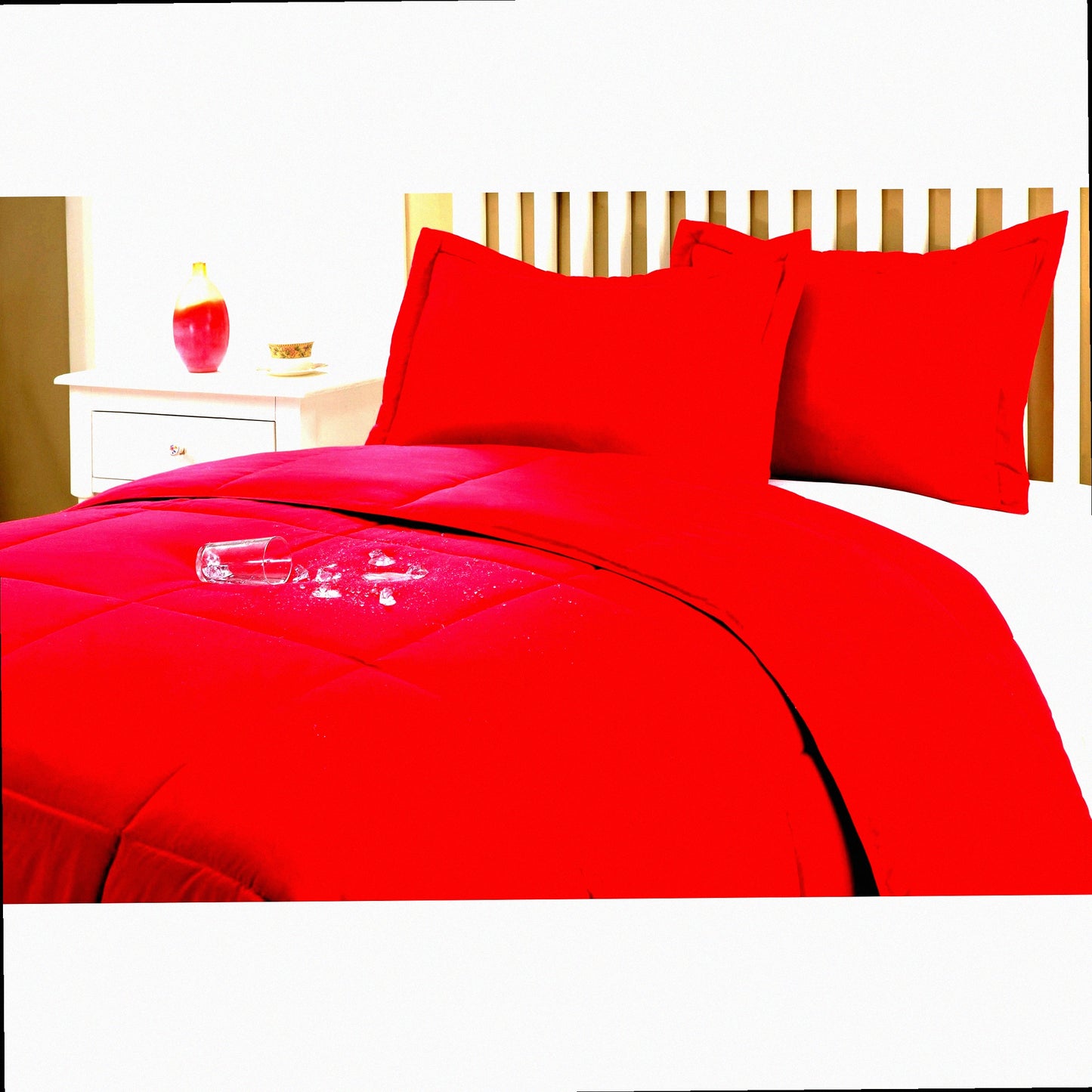 StainGuard Microfiber Comforter Set - Full/Queen, Water Resistant, Lotus Red, Mini Set - Hypoallergenic, Soft, Lightweight, Easy Care - Bedroom Essential