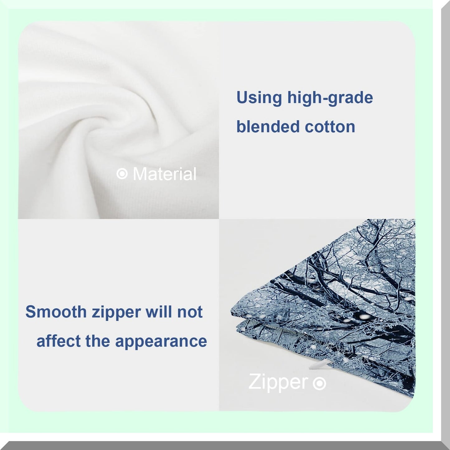 Snowstorm Park Winter Landscape Pillow Covers - Set of 2, 18x18 Inch Blue Snow Double Sided Decorative Throw Cases