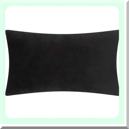Elegant Velvet Luxury Cushion Cover - Soft Throw Pillow Case for Sofa, Couch, Chair, Bed - Living Room Decor - 14 x 24 Inches - Black