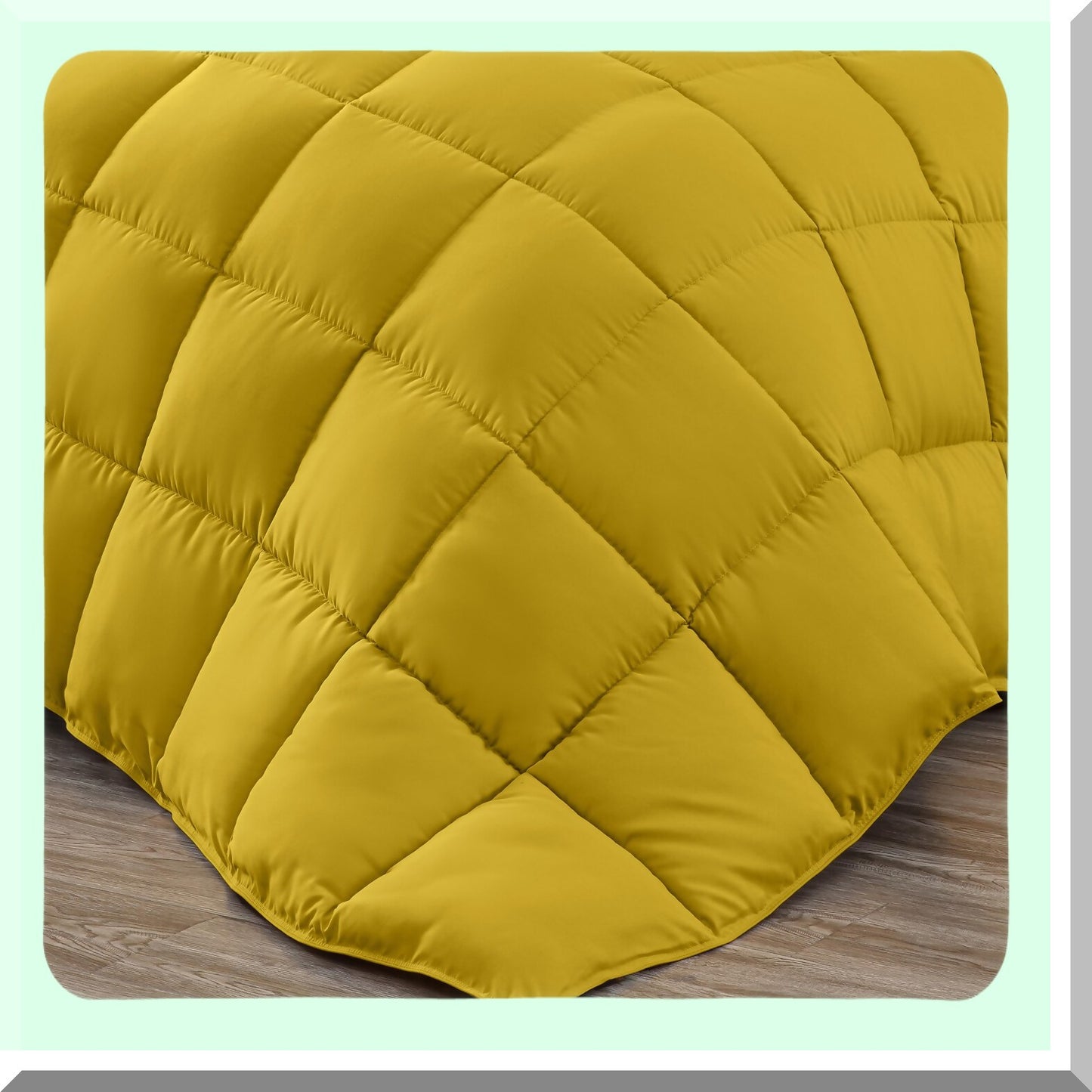 Peachy Mustard Queen Comforter Set - Lightweight 3-Piece Down Alternative Duvet Insert - Oversized 110GSM Microfiber Polyester - All Season Box Stitched w/Corner Tabs