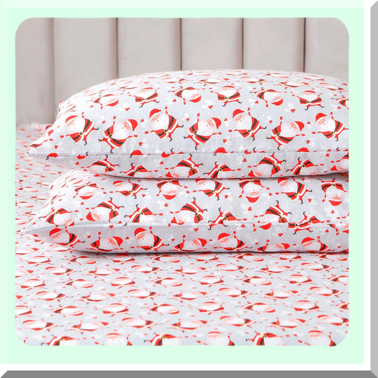 JollyCozy Holiday Flannel Sheet Set - Ultra Soft 100% Cotton, Anti-Pill, Deep Pocket Fitted Sheet - Warm & Premium Quality - 4-Piece