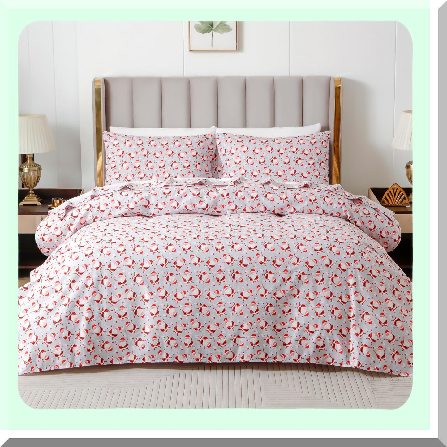 JollyCozy Holiday Flannel Sheet Set - Ultra Soft 100% Cotton, Anti-Pill, Deep Pocket Fitted Sheet - Warm & Premium Quality - 4-Piece