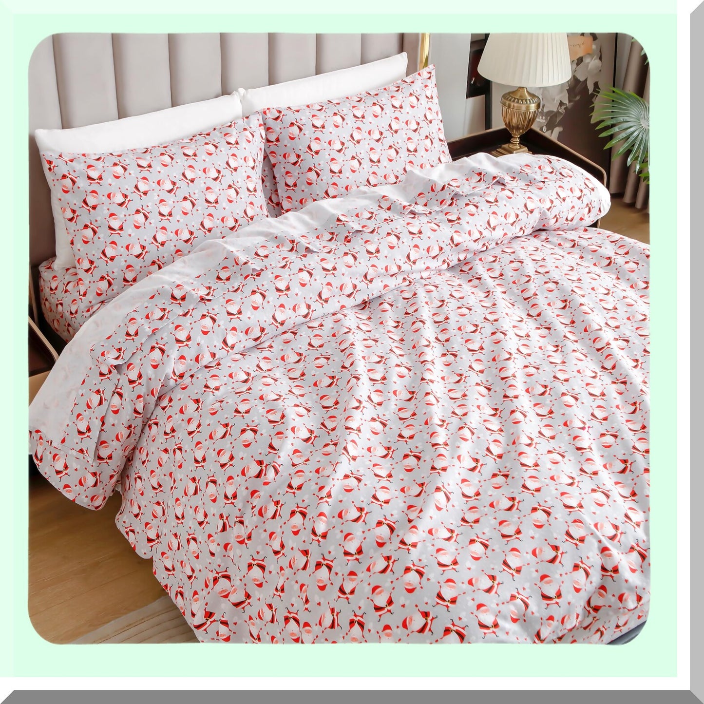 JollyCozy Holiday Flannel Sheet Set - Ultra Soft 100% Cotton, Anti-Pill, Deep Pocket Fitted Sheet - Warm & Premium Quality - 4-Piece