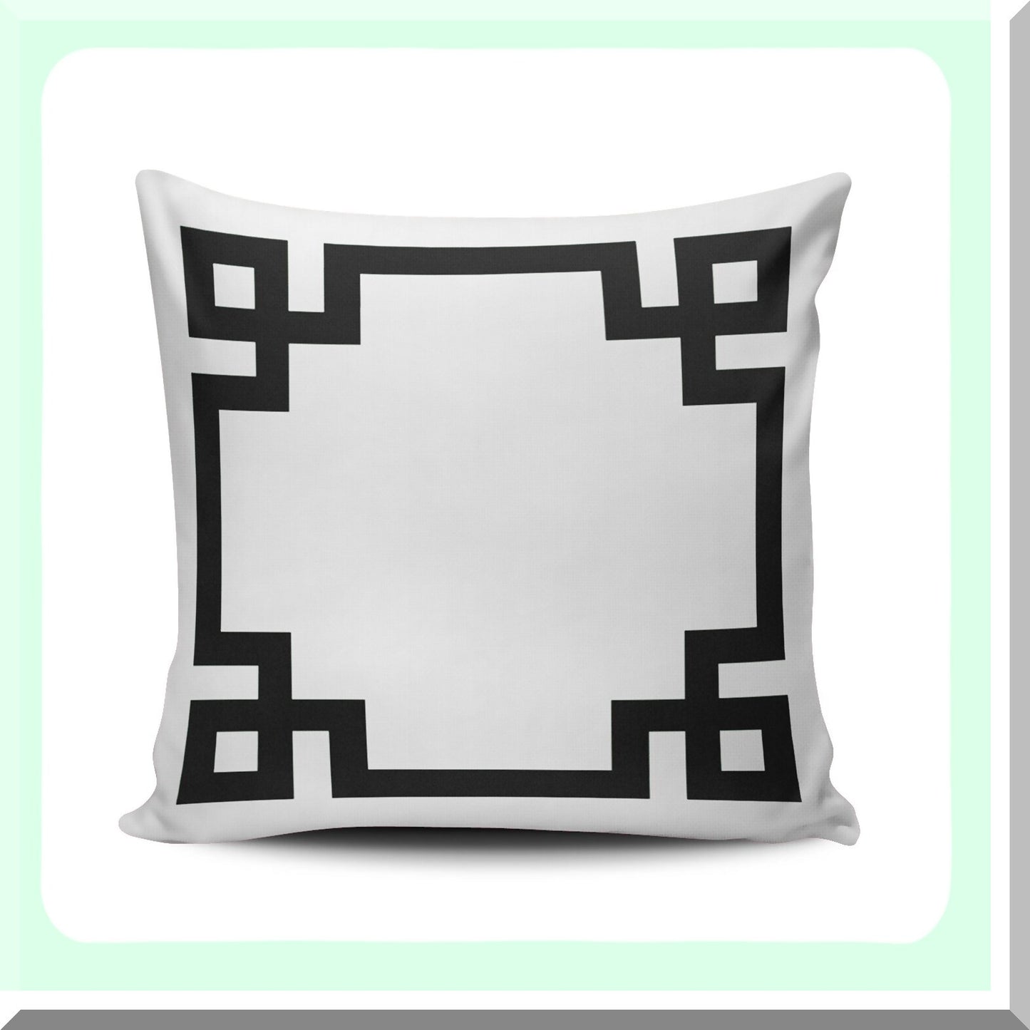Greek Key Border Chic Pillowcase - 26x26 Inches Euro Square Throw Pillow Cover - Custom Fashion Home Decor Cushion Case - Black and White Design