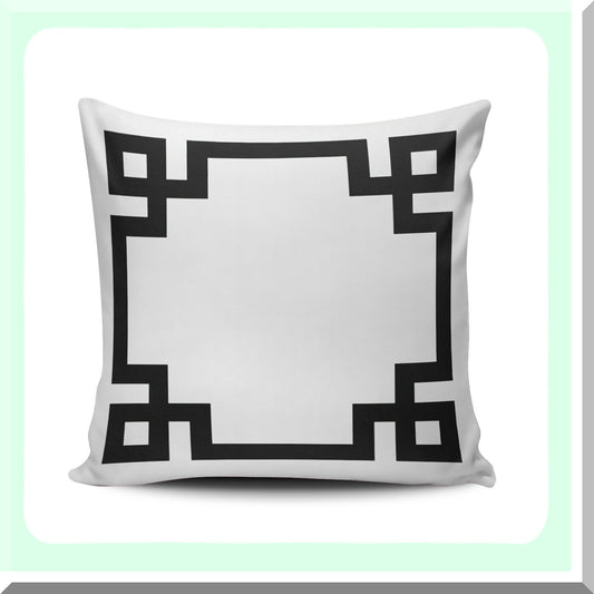 Greek Key Border Chic Pillowcase - 26x26 Inches Euro Square Throw Pillow Cover - Custom Fashion Home Decor Cushion Case - Black and White Design
