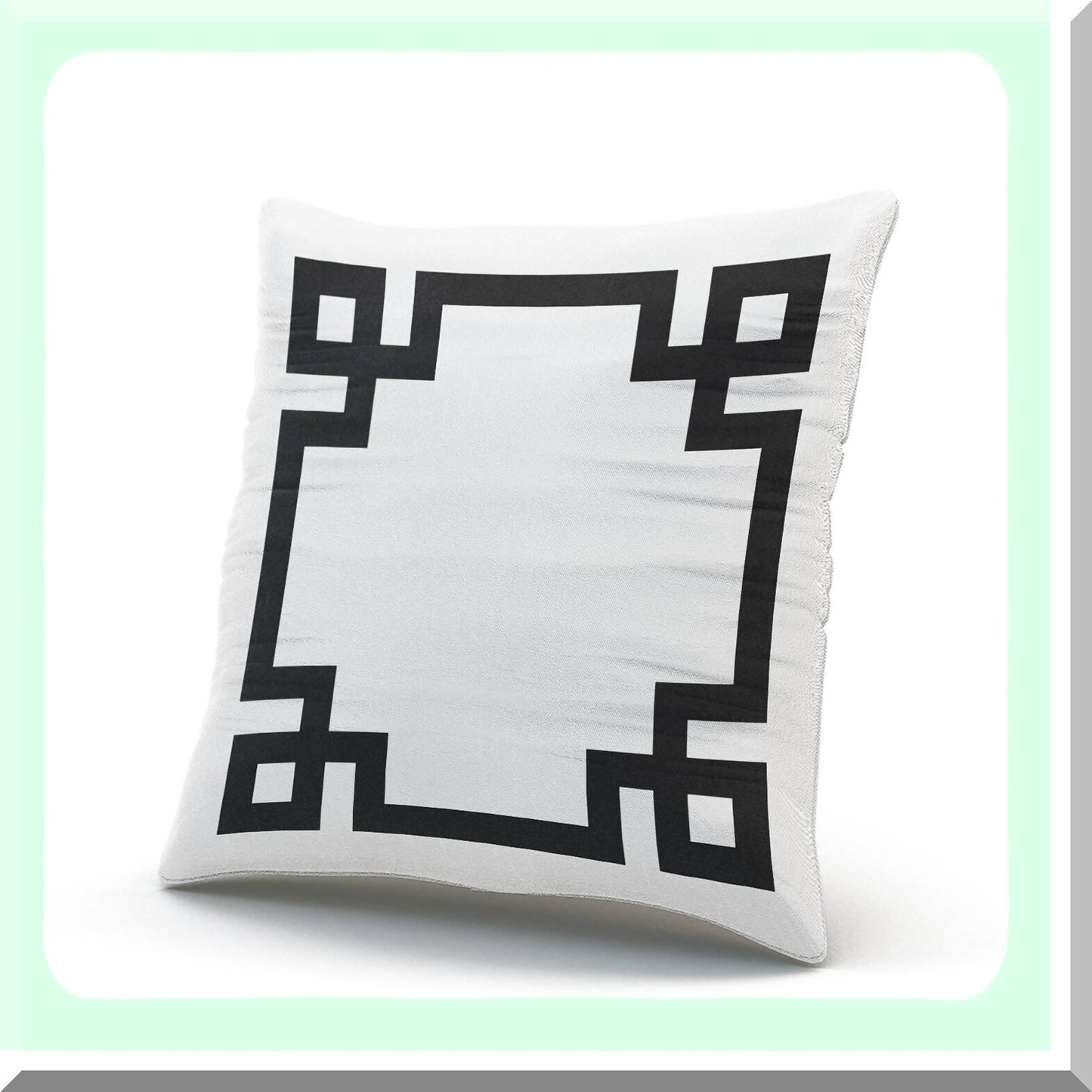 Greek Key Border Chic Pillowcase - 26x26 Inches Euro Square Throw Pillow Cover - Custom Fashion Home Decor Cushion Case - Black and White Design