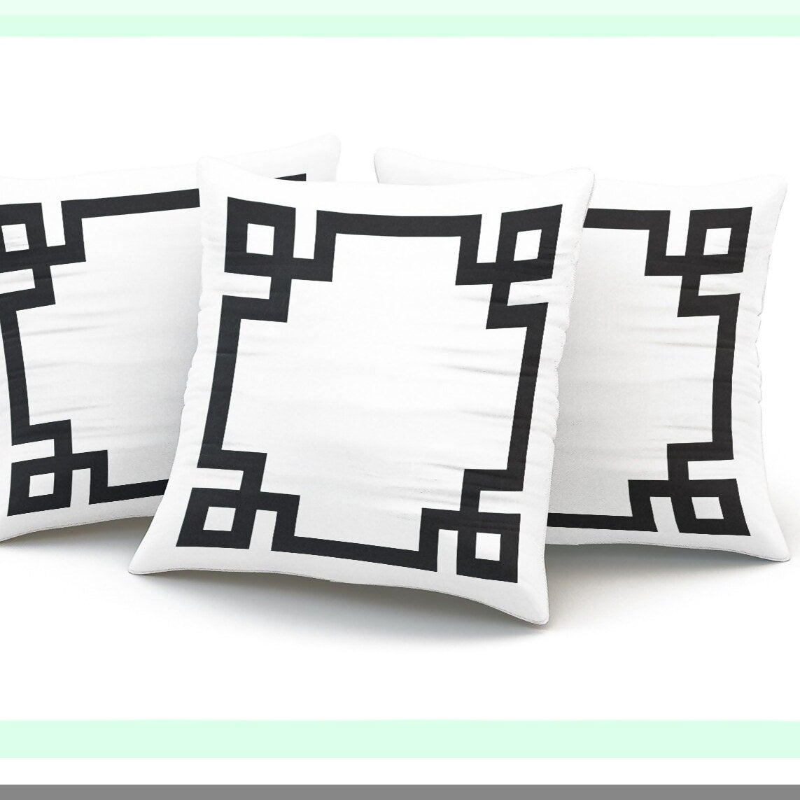 Greek Key Border Chic Pillowcase - 26x26 Inches Euro Square Throw Pillow Cover - Custom Fashion Home Decor Cushion Case - Black and White Design