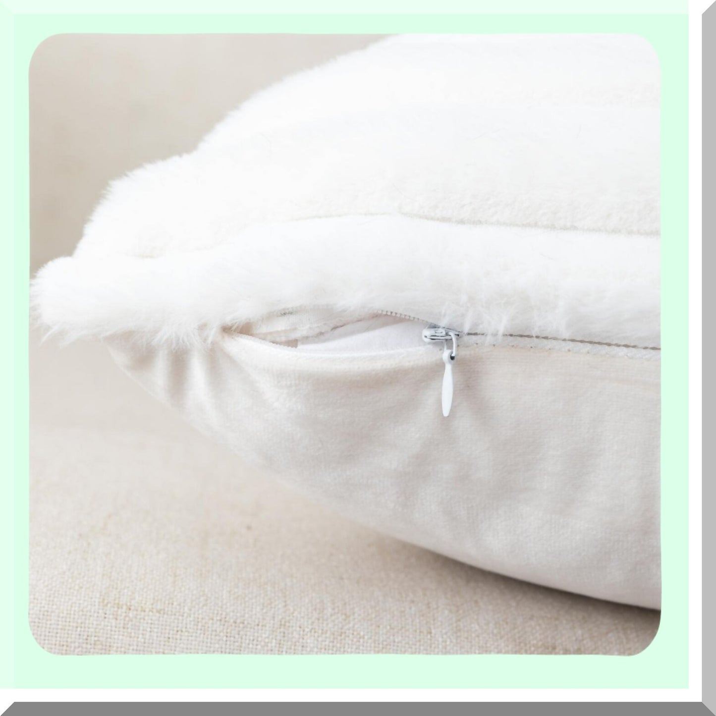 Fluffy Striped Cream White Pillowcase Set - Plush Cushion Covers for Sofa Couch & Bedroom - 12x20 Inch Throw Pillow Covers