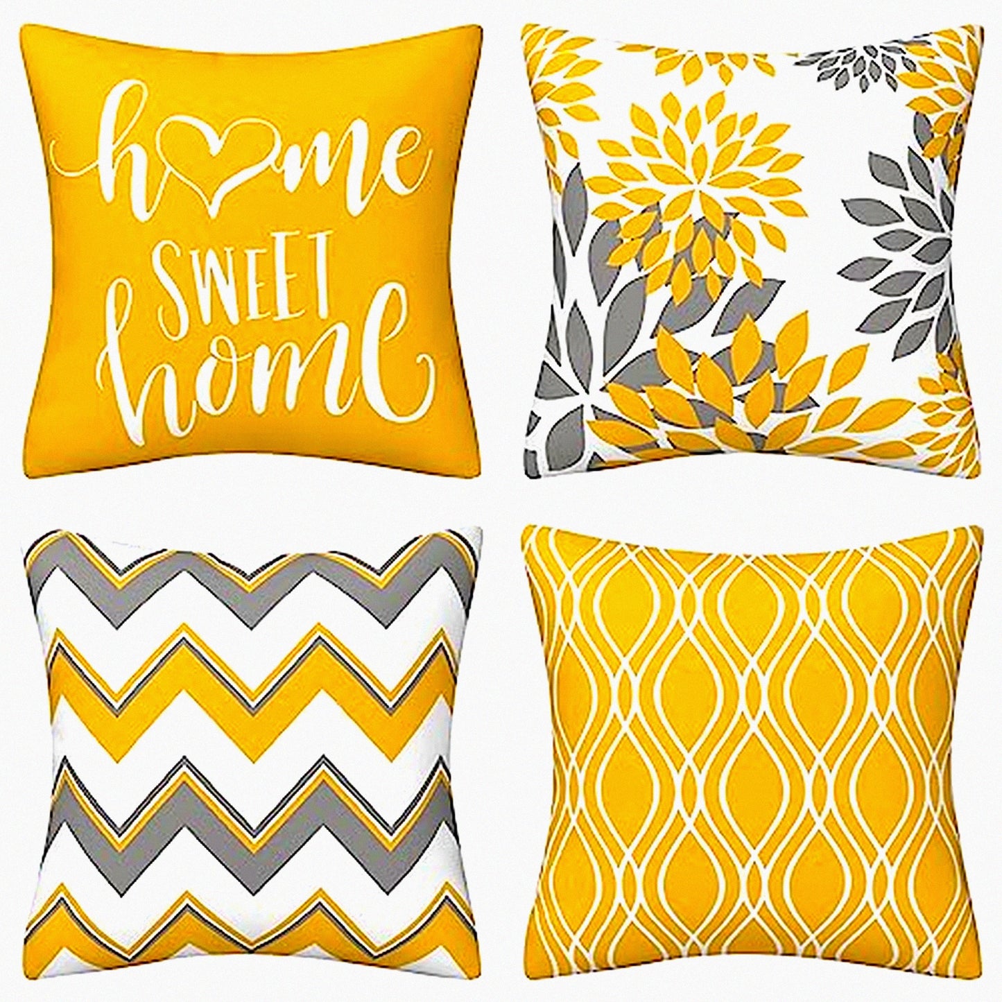 Geometric Sunburst Pillow Covers - Set of 4 18x18 Modern Decorative Outdoor Sofa Throw Cushion Cases for Living Room, Bedroom, Patio Furniture & Home Decor
