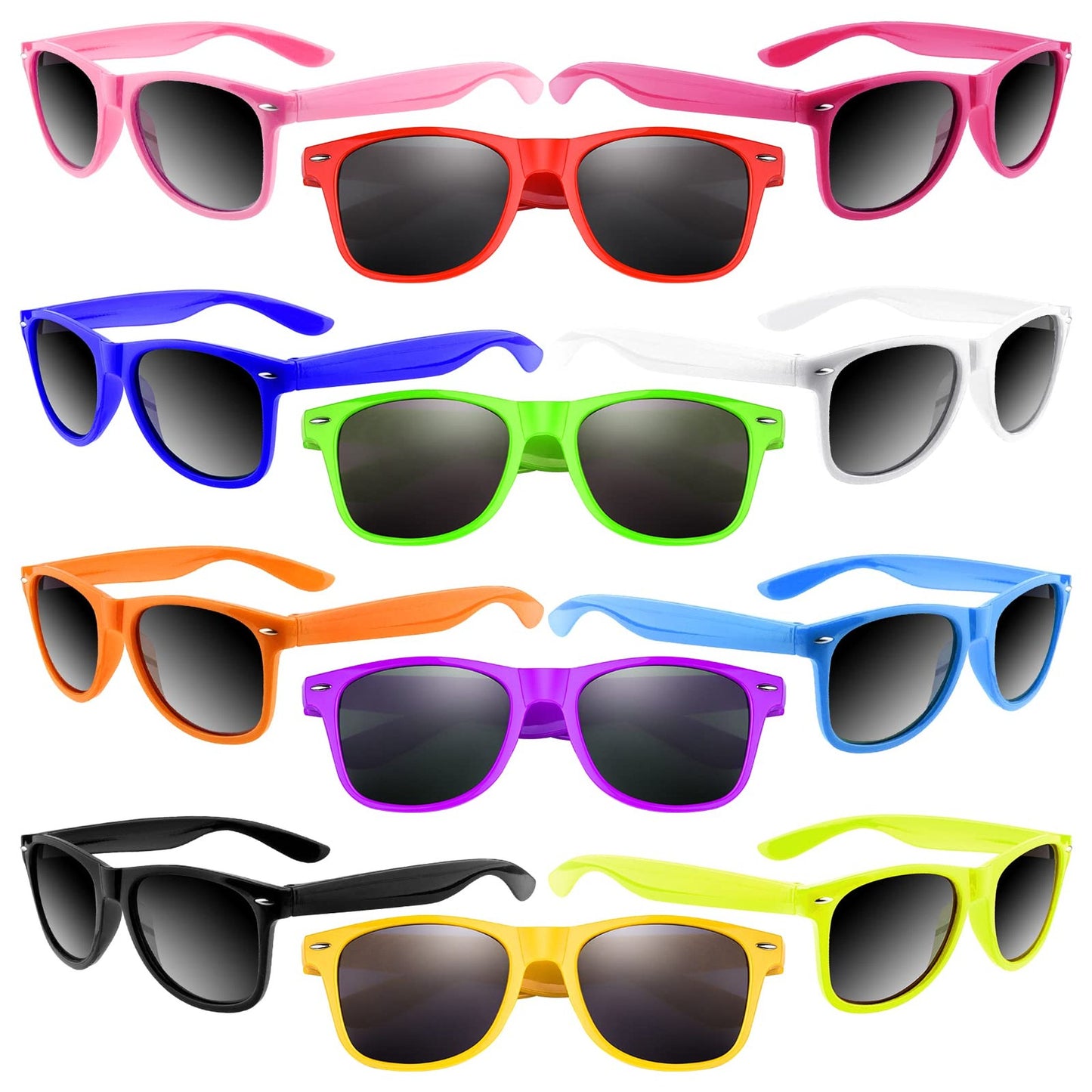 Neon Beach Party Sungles - 48-Piece Kids Gles Bulk for Boys & Girls - Summer Pool Party Favors & Birthday Supplies in 12 Vibrant Colors