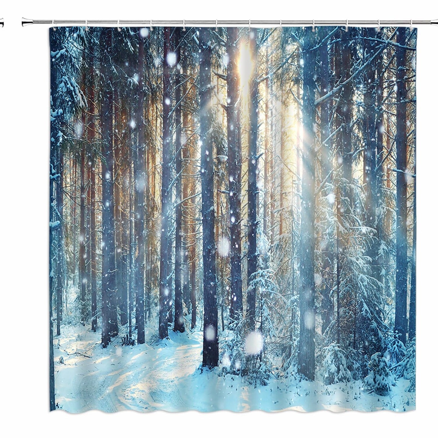 Winter Forest Shower Curtain Blue Gray 70x70 Inch