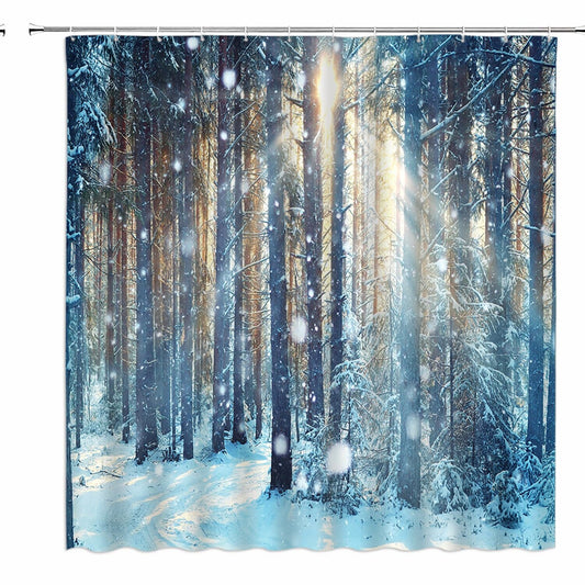 Winter Forest Shower Curtain Blue Gray 70x70 Inch
