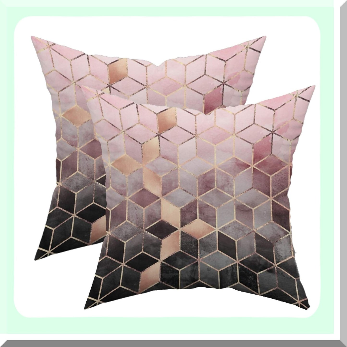 Gradient Geometric Cozy Throw Pillow Covers - Set of 2 Colorful Decorative Cushion Shells for Couch Bed Sofa Farmhouse - 18x18 Inches - Home Decor - S003