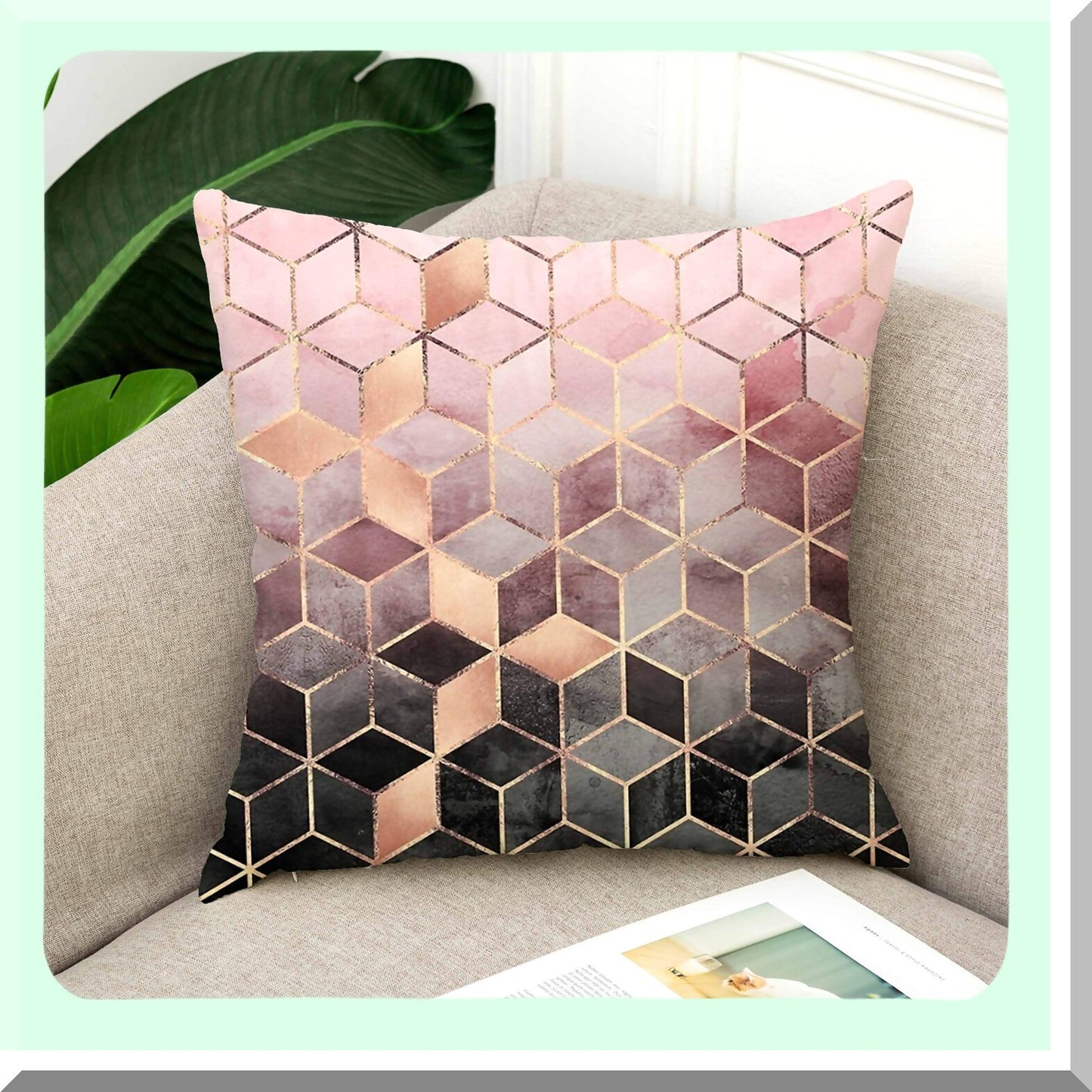 Gradient Geometric Cozy Throw Pillow Covers - Set of 2 Colorful Decorative Cushion Shells for Couch Bed Sofa Farmhouse - 18x18 Inches - Home Decor - S003