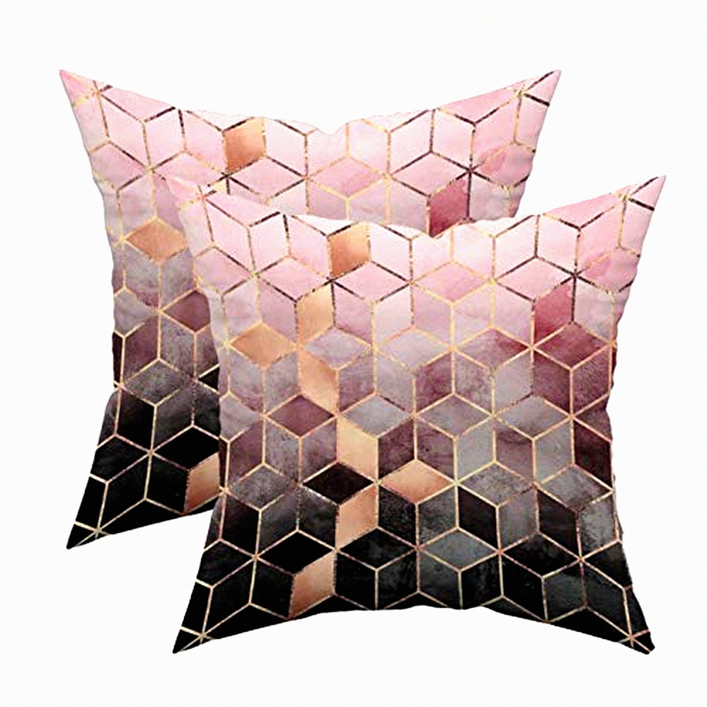 Gradient Geometric Cozy Throw Pillow Covers - Set of 2 Colorful Decorative Cushion Shells for Couch Bed Sofa Farmhouse - 18x18 Inches - Home Decor - S003