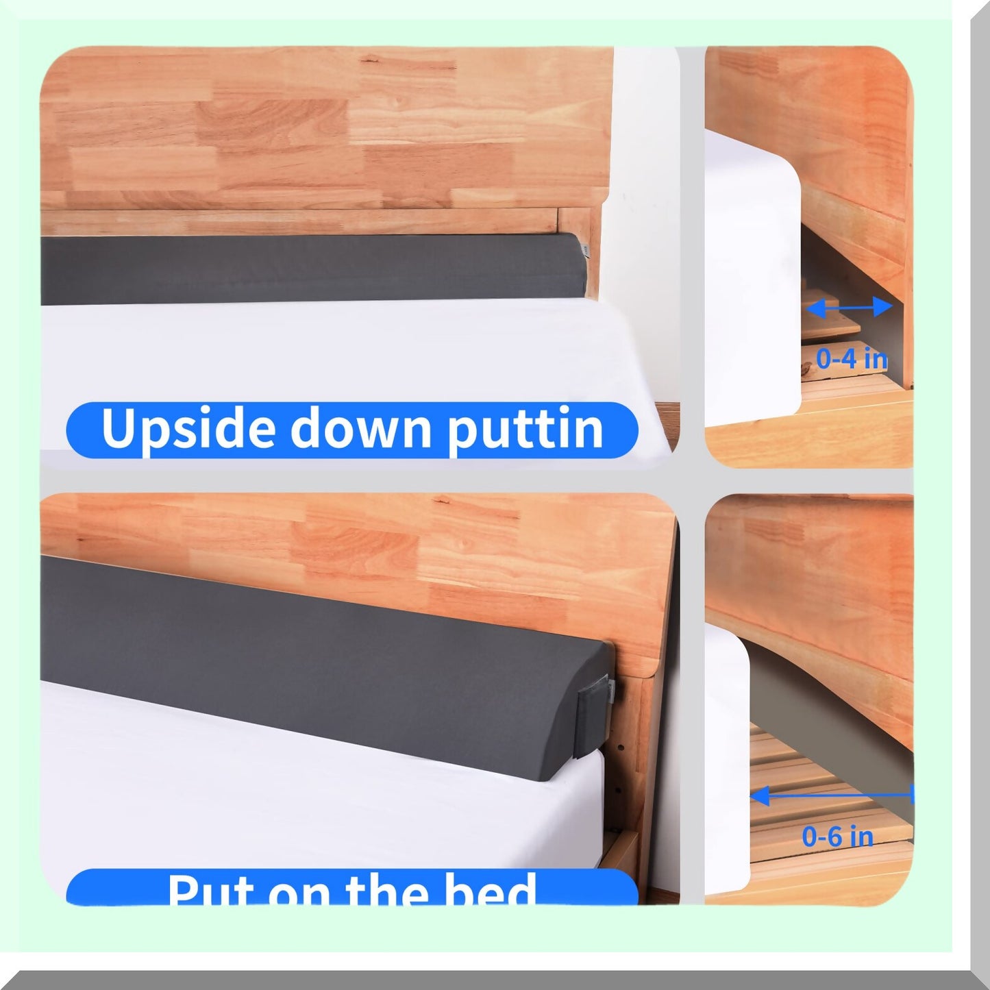 GapGuard Bed Wedge Pillow - Headboard/Bed Gap Filler - Close The Gap - Mattress Headboard Spacer - Arched Gray - Size 10"x6"x76"