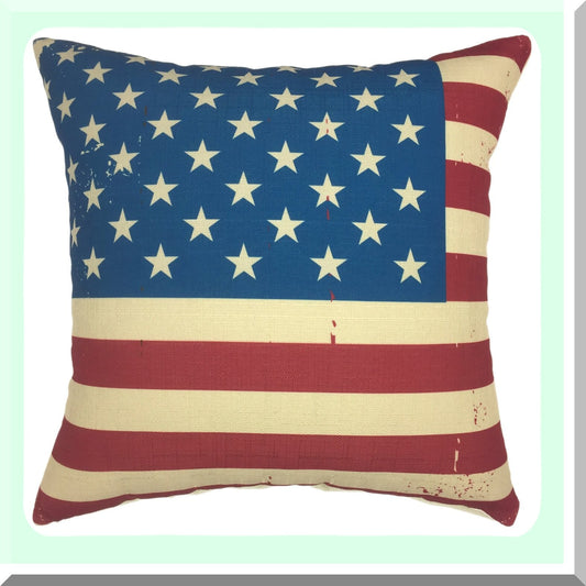 Patriotic Freedom Cotton Linen Square Pillow Cover 18x18 - USA Flag Decorative Cushion Case for Independence Day Décor