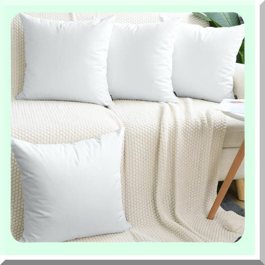 Solid Color Canvas Pillow Cover Set - 18x18 Inch DIY Throw Pillow Cases for Living Room, Car, Office - Decorative Sofa Cushion Covers (4 Pack)