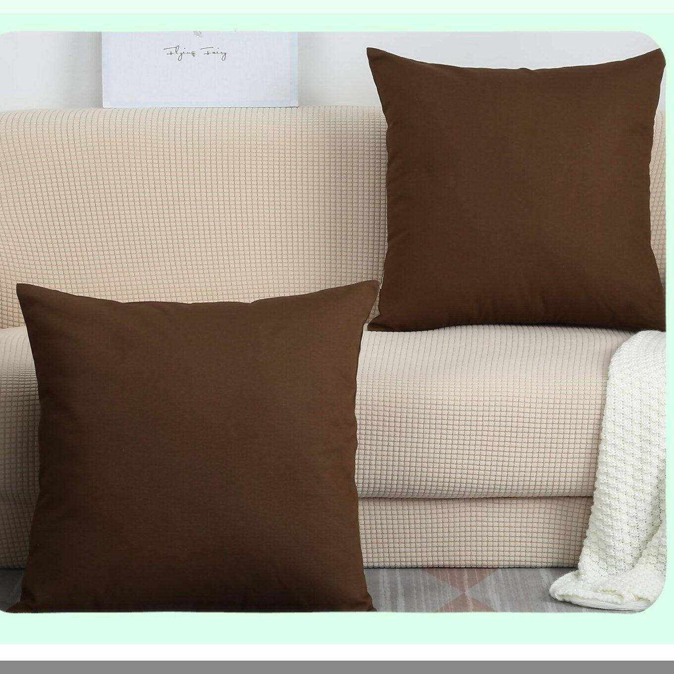 Cotton Canvas Coffee Throw Pillow Covers - Set of 2 - 20x20 - Decorative Cushion Covers in 45 Colors - Solid Design - 100% Cotton - Pack of 1