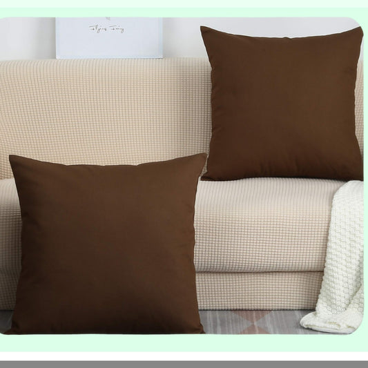Cotton Canvas Coffee Throw Pillow Covers - Set of 2 - 20x20 - Decorative Cushion Covers in 45 Colors - Solid Design - 100% Cotton - Pack of 1