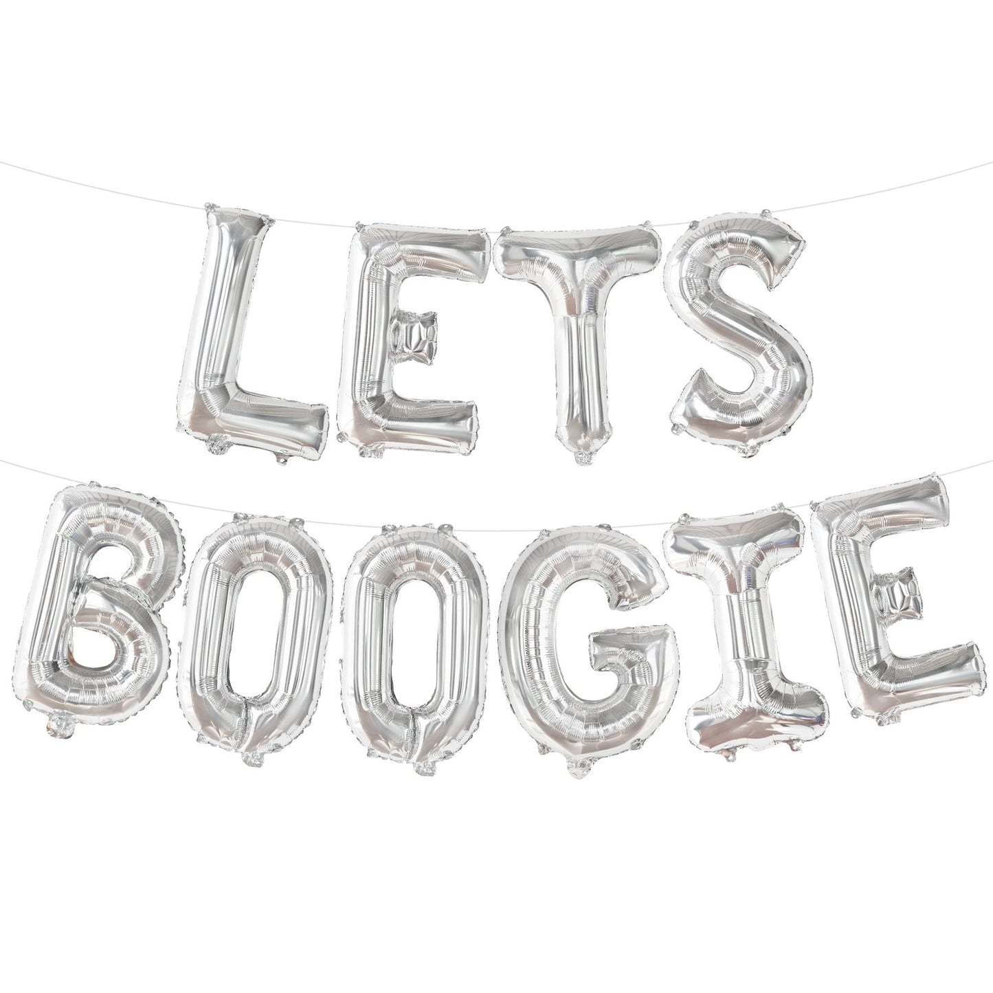 Disco Boogie Blast Balloons - 16 Inch Lets Boogie Party Decorations for 90s & 70s Disco Theme Party Supplies - Silver Disco Party Decor