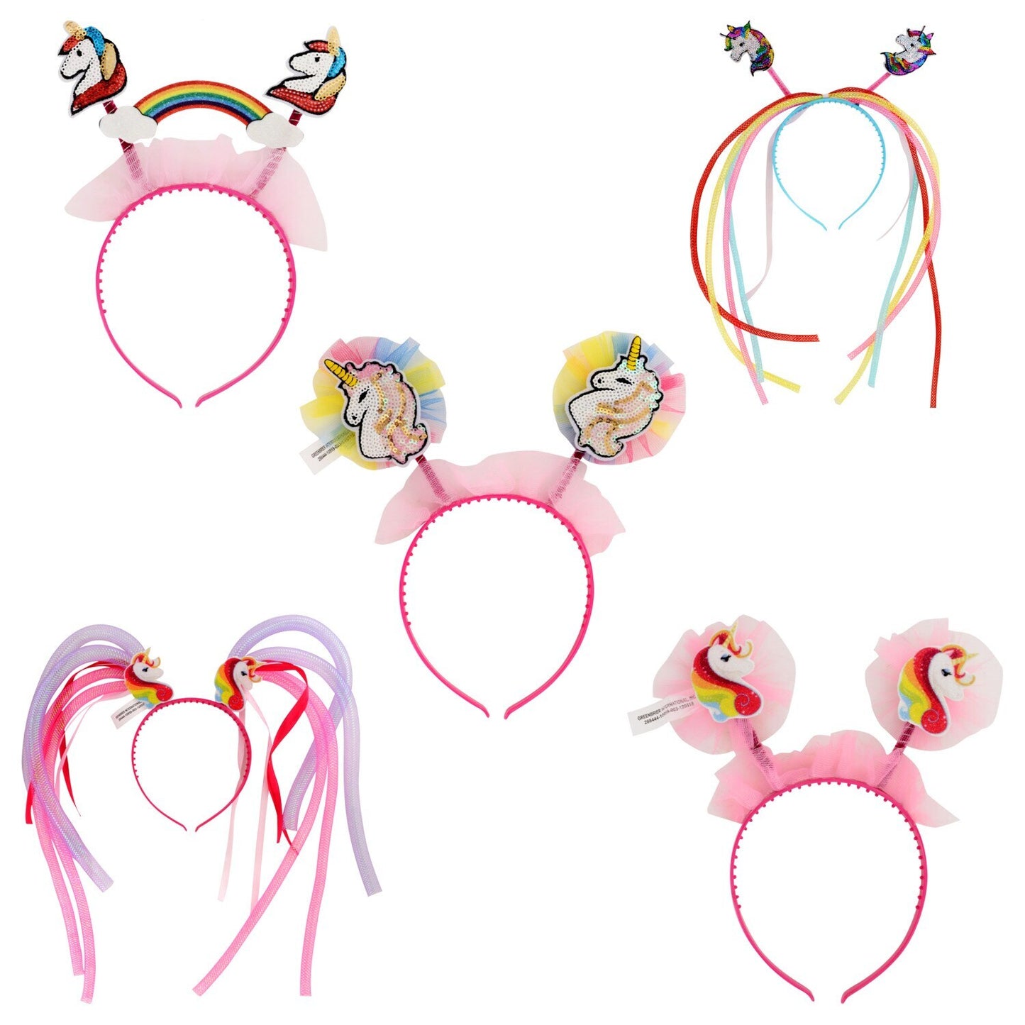 Whimsical Rainbow Unicorn Themed Headbands, 15x13 in. (Pack of 36)