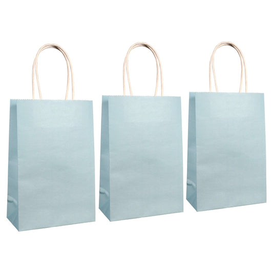 Voila Small Light Blue Kraft Paper Gift Bags, 3-ct. Packs (Pack of 36)