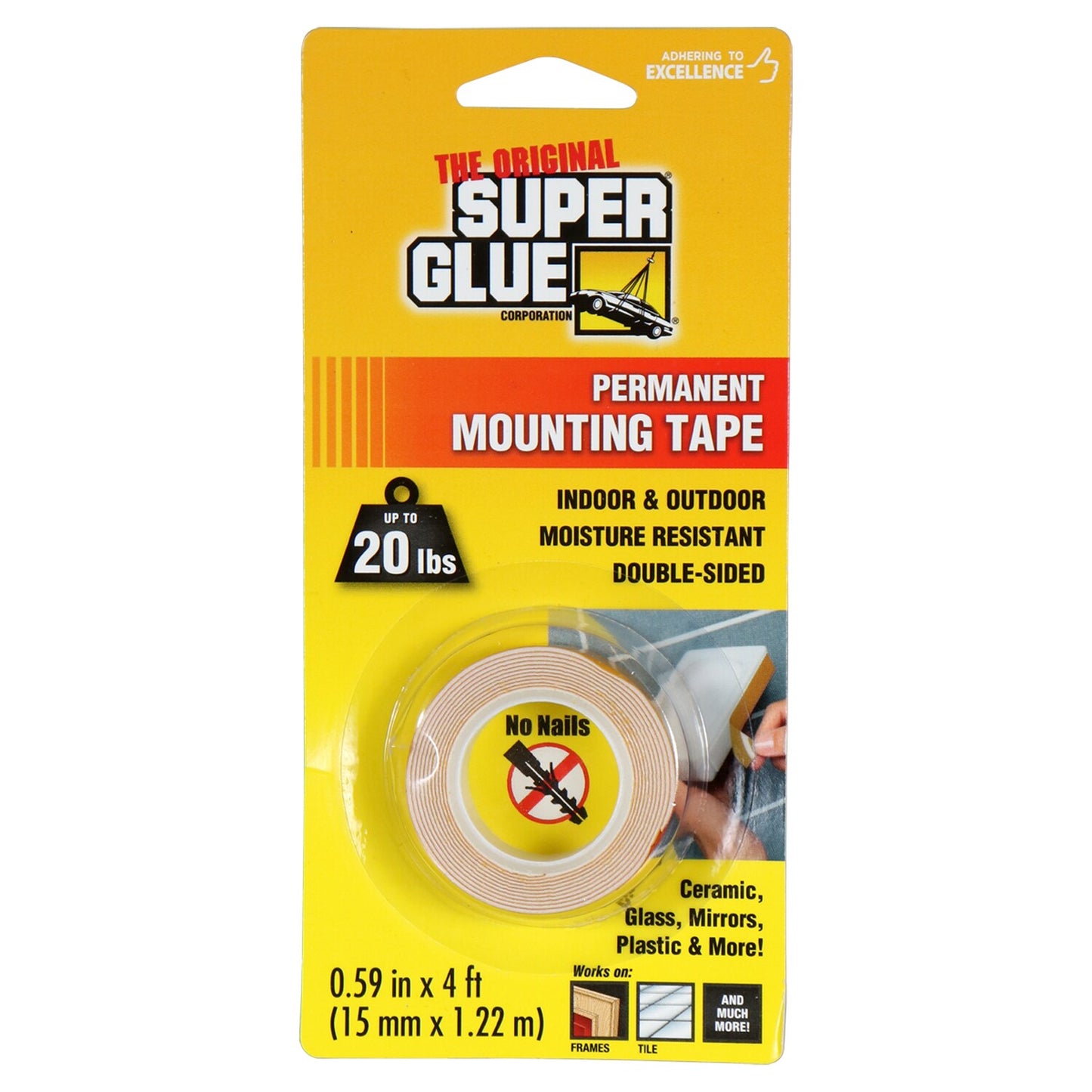 The Original Super Glue Permanent Mounting Tape, 4-ft. (Pack of 12)