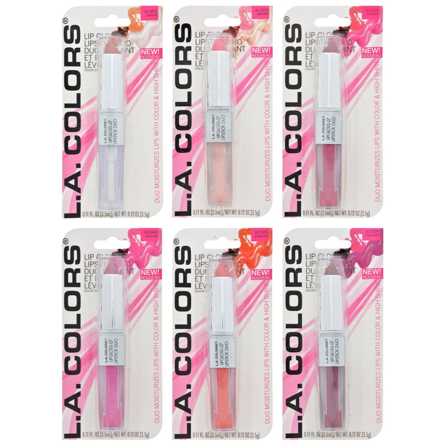 L.A. Colors Lip Gloss & Lipstick Duos, 0.12 oz. Tubes (Pack of 36)