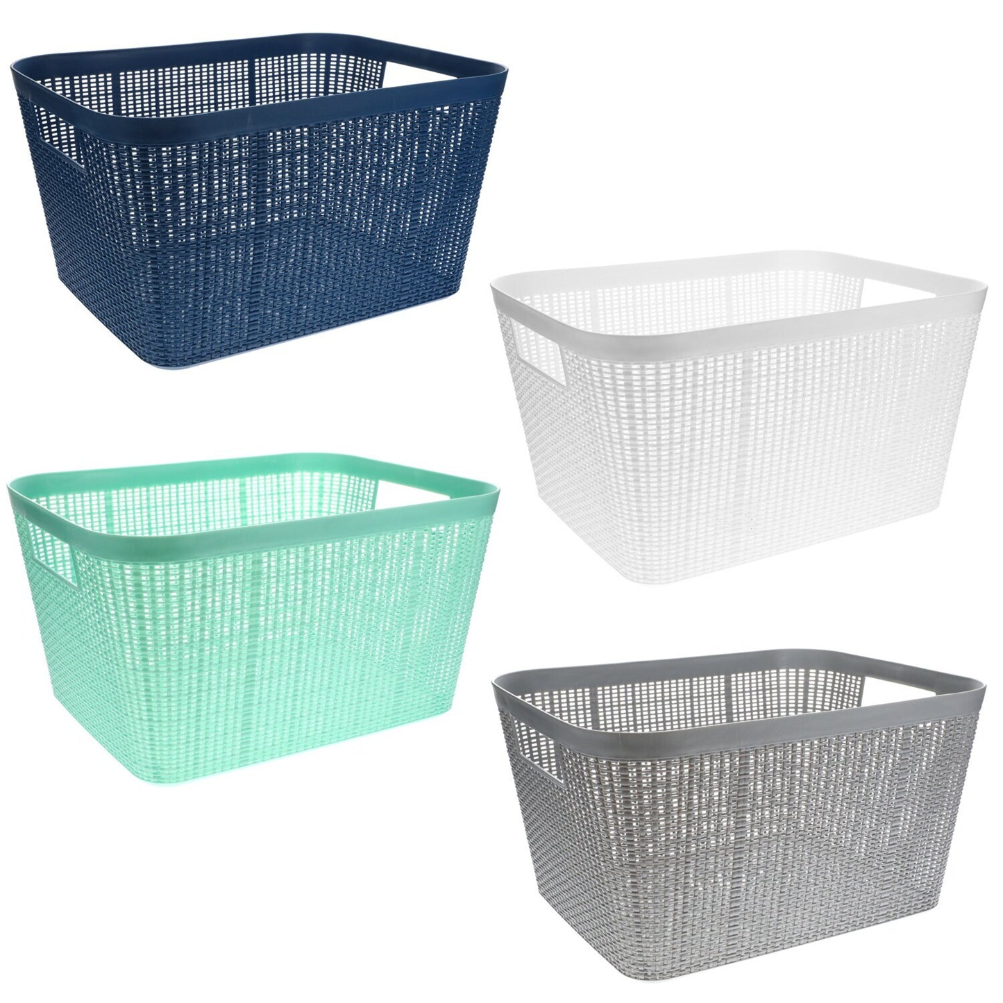 Deep Rectangular Woven Storage Baskets 15.14x12.18x8.5in-Pack 18