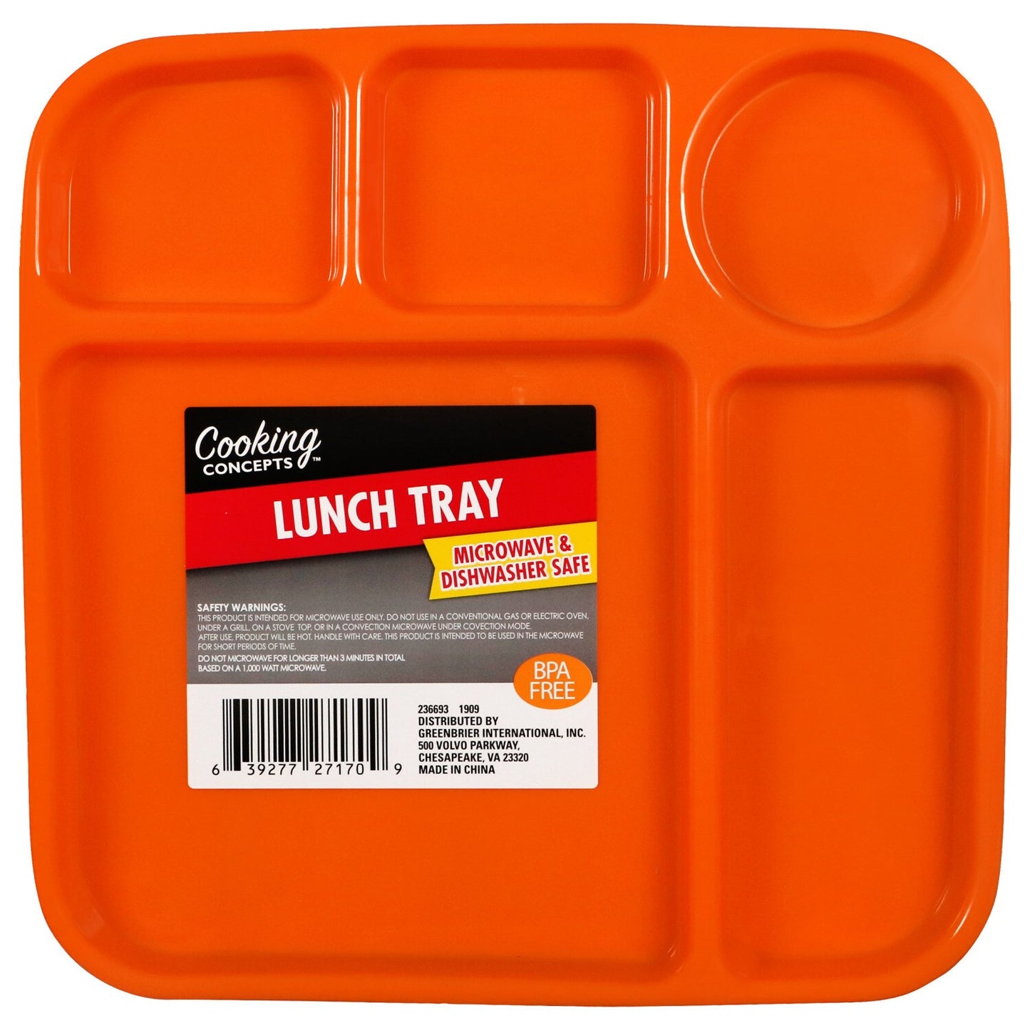 Cooking Concepts 5-Section Lunch Trays, 10x10 in. (Pack of 24)