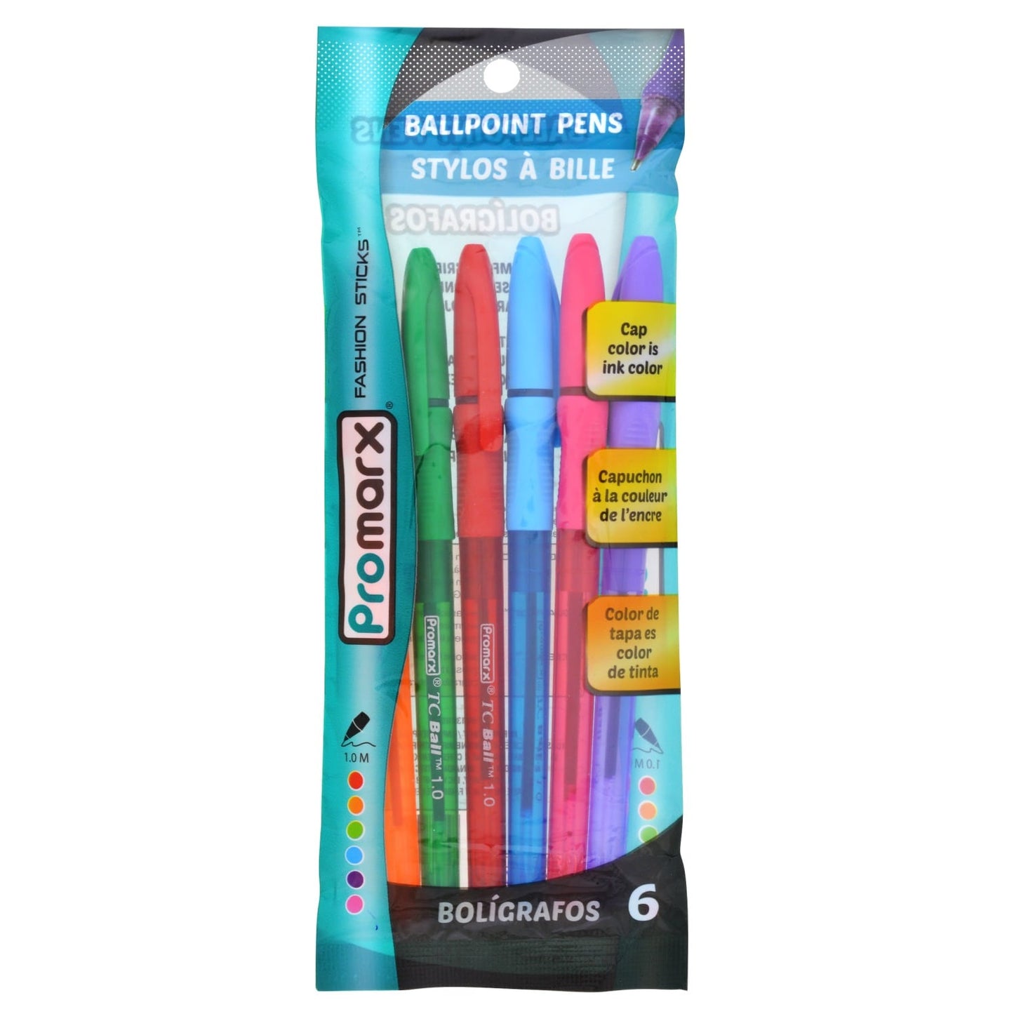 ProMarx Fashion Stick Pens in Assorted Fashion Colors, 6-ct. Packs (Pack of 24)