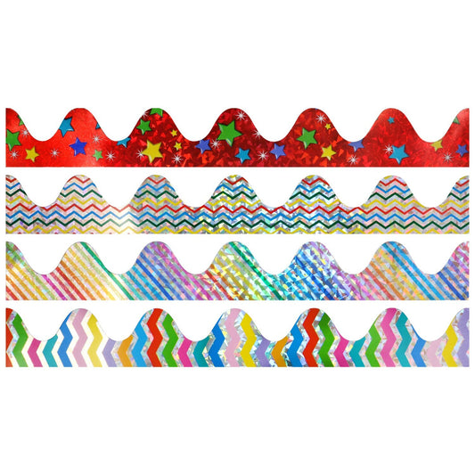 Teaching Tree Metallic Rainbow Wave Borders, 20.75x2.75 in. (Pack of 24)