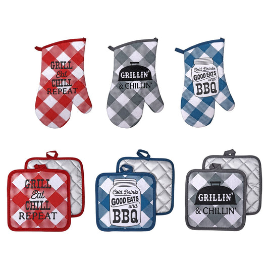 Home Collection Buffalo Check Oven Mitts and Pot Holders (Pack of 24)