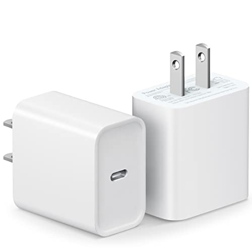 [2 Pack] USB C Wall Charger, iPhone 14 Charger Block 20W PD Power Adapter Compatible with iPhone 14/14 Pro/14 Pro Max/14 Plus/13 12 11 Pro Max/Pro/Mini/Xs Max/XR/X, iPad Pro/Mini, Google Pixel 5/4/3