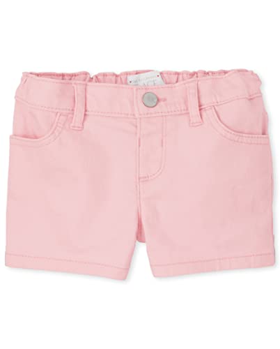Baby and Toddler Girls Twill Shortie Shorts, Gum Drop, 6-9 Months