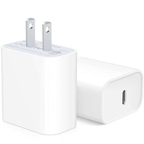 iPhone 14 Charger Block [2 Pack] 20W USB C Wall Charger PD Adapter Compatible with iPhone 14//14 Pro/14 Pro Max/14 Plus/13/12/11/Xs Max/XR/X/SE, iPad Pro/Mini, Galaxy, Google Pixel 5/4/3 and More