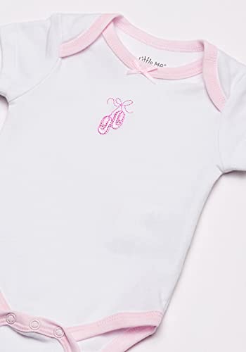 '-Girls   Ballerina 3 Pack Bodysuit, White/Pink, 3 Months