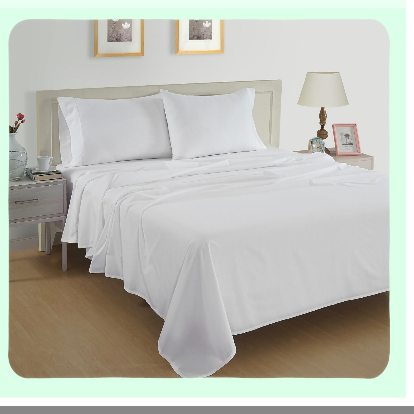 Breathable Cotton Twin Sheet Set - 3Pc Bedding Essentials with Deep Pocket Fitted Sheet - White Twin Size Sheets - Dorm Room Comfort - 100% Cotton